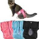 Reusable Cat Diapers, Washable Cat Incontinence Diapers for Cats Spraying or Cats in Heat or IncontinenceAdjustable Kitty Diapers 3 Pack (XS)