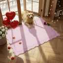 GarveeHome Scalloped Entryway Rug, 2x3 Valentines Solid Pink Washable Front Door Rug Indoor Entrance Floral Carpet Non-Slip Low Pile Throw Rugs for Kitchen, Powder Room, Entry, Bathroom, Kids Room