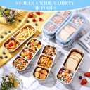 8 Pcs Stainless Steel Snack Containers with Leak Proof Lids, 2/3 Compartments Metal Bento Lunch Box, Reusable Divided Food Storage Container for Adults Home Travel Work (Blue)