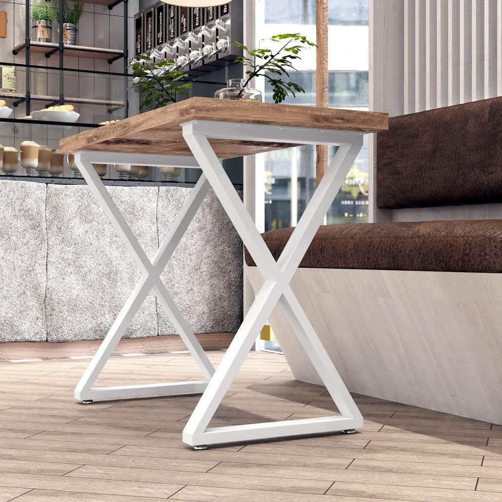 DR.IRON Metal White Table Legs 28''H, Heavy Duty Desk Legs for Dinning Table, Coffee Table, Kitchen Table (Without Boards), Set of 2