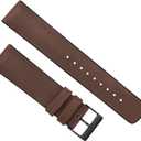BARTON Leather and Rubber Hybrid Straps with Integrated Quick Release Spring Bars - 316L Stainless Steel - Choose Color - 18mm, 20mm & 22mm Watch Bands (Walnut & Black Buckle)