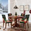 Christmas Chair Covers Set of 4 Santa Claus Snowman Christmas Tree Design Stretch Dining Chair Slipcovers Washable Universal Seat Protectors for Holiday Party, Kitchen, Banquet, Home Decoration