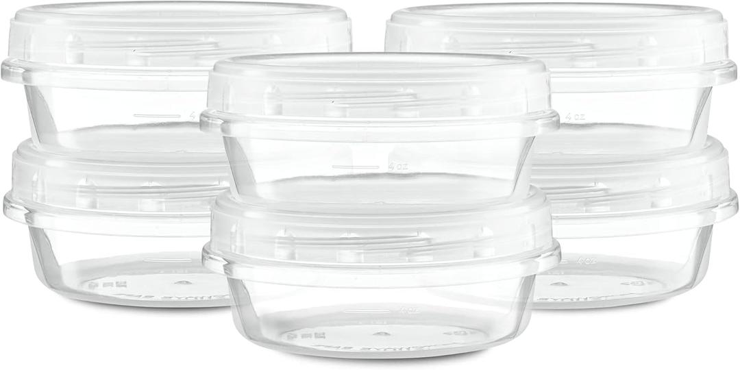 ELEGANT DISPOSABLES (8 Ounce 10 Pack) Clear Twist cap Containers with Clear Top Screw on Lids Twist Top Food Storage Freezer Containers