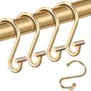 Actpe Decorative Shower Curtain Hooks Rust Proof for Bathroom, Metal, 12pcs Premium Rust Resistant Hooks Glide Shower Ring Hang Holder T Shape Hooks for Living Room (Gold)