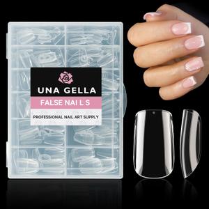 UNA GELLA Short Square Nail Tips 504pcs Square Gel Nail Tips 12 Sizes Full Cover Clear Press On Nails Fake Nails Extension for Home DIY Salon