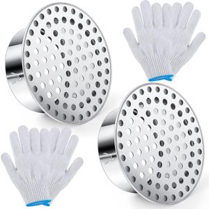 Moxweyeni 2 Pcs PVC Termination Cap for 3" Inner Diameter, Mesh Screen Vent Cover 304 Stainless Steel, for Furnace & Roof Vent Cap, Round Air Outlet Exhaust Water Drains Pipe with Gloves