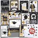 AUDREE Gold Foil Graduation Cards 2026 (5x7) - 12 Pack Grad Design with Envelopes & Stickers Bulk Assortment for College & High School, Congrats Grad Gifts Decorations for Him Her (Printed Messages)