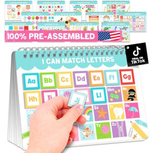 Hadley Designs My First Busy Book Toddlers 3-5, Montessori Preschool Learning Activities Age 4-5, 174 Pcs Velcro Busy Book, Travel Toys Airplane Car Quiet Time, Sensory Toys, Pre K Graduation Gifts