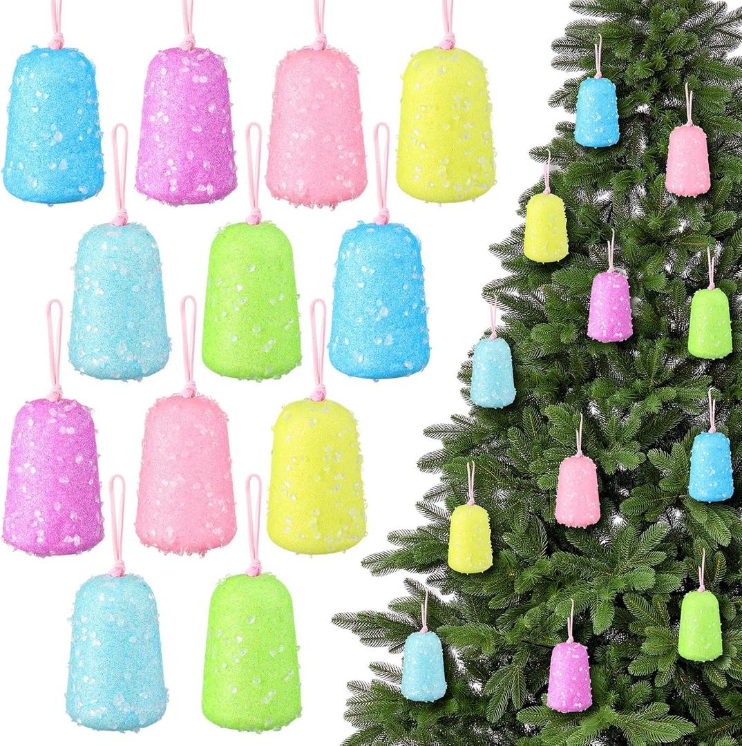 12 Pcs Christmas Candy Ornaments for Tree 3.94 Inch Large Christmas Gum Drop Ornaments Xmas Candy Dessert Hanging Decorations for Holiday Party Supplies