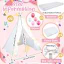6 Pack Sleepovers Teepee Tent for Kids Bulk with Mattress Sheet Light,Natural Cotton Washable Indoor Play Tent for Birthday Slumber Party Girls Boys Pajama Movie Night Supplies(White)