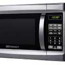 Emerson MW1338SB Countertop Microwave Oven, 6 Pre-Programmed Settings, Removable Glass Turntable, Child Safety Lock, 1.3 Cu ft, 1000W, Stainless Steel