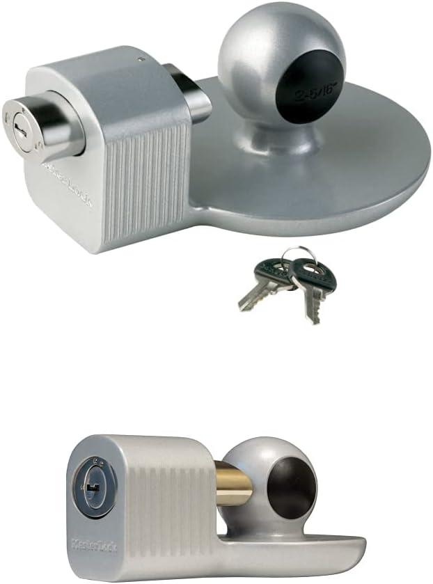 Master Lock Trailer Lock, Trailer Coupler Lock, Fits 2-5/16 in. Couplers, 378DAT 377KA Trailer Hitch Lock, Fits 1-7/8 in, 2 in, and Most 2-5/16 in. Trailer Couplers