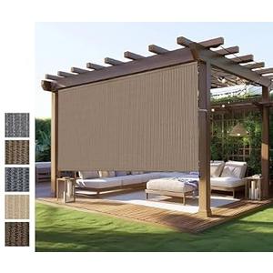 Outdoor Roller Shade for Patio, Exterior Cordless Blinds Patio Shades Roll Up Outdoor Blinds Screen for Porch Gazebo Pergola Backyard Privacy Protection, UV Sun Block Fade-Resistant 10ft Wide x 8 H