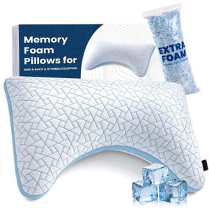A-Pce Adjustable Pillow, Queen Size Bed Pillows for Sleeping, Luxury Shredded Memory Foam Pillows, Cooling Pillow for Side, Back, Stomach Sleepers, Firm Pillow for Hot Sleepers Neck Support
