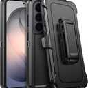 DUEDUE for Samsung Galaxy S26 Case with Belt Clip Holster Shockproof 3-Layer Heavy Duty Kickstand Cover Full Body Protective Rugged Phone Case for Samsung S26 6.3", Black