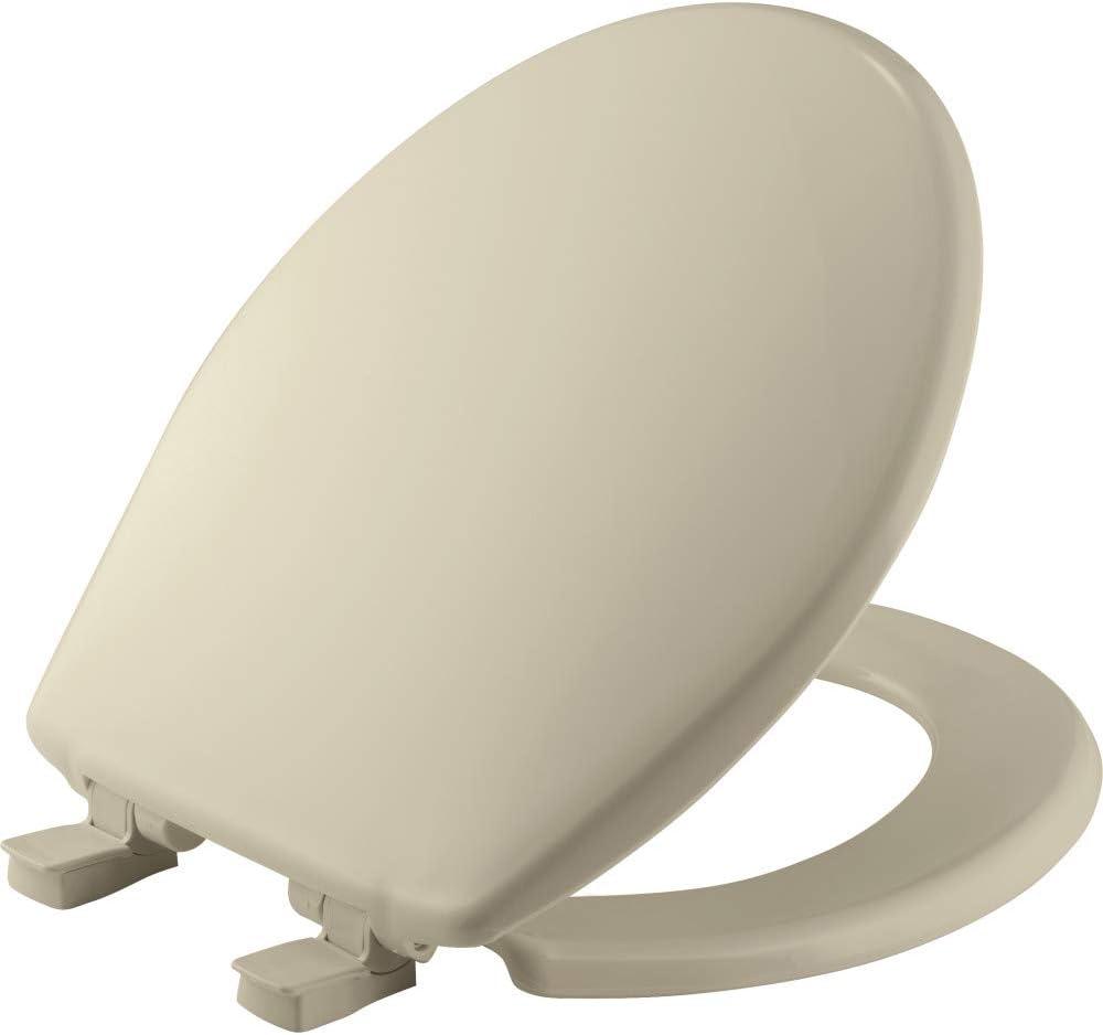 Bemis 730SLEC Slow Close Toilet Seat, Easy Clean Hinges and Durable Plastic Seat, Made in USA, Round, Bone