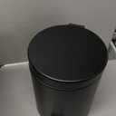 Stainless Steel Small Trash Can with Lid & Step Pedal - 5 Liters/1.3 Gallon Soft Close Waste Basket with Removeable Inner Bucket - Garbage Can for Bathroom, Bedroom, Kitchen & Office (Black) (Round)
