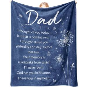 Memorial Bereavement Gifts for Loss of Dad Father, Soft Flannel Memorial Blanket for Loss of Father Sympathy, Remembrance Condolences Sympathy Gifts Idea in Memory of Dad, 50x60 inches