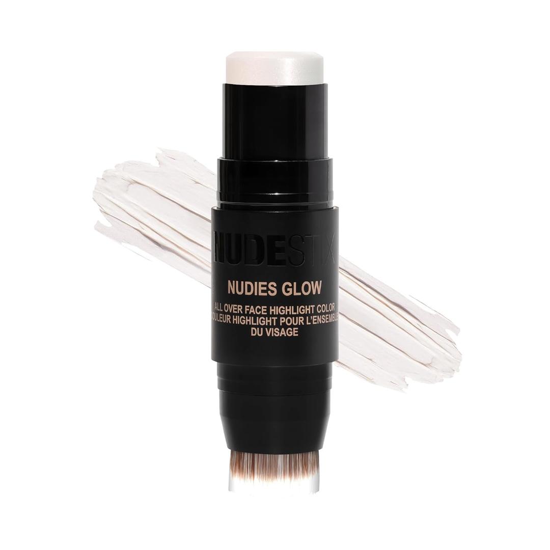 Nudestix Nudies Glow Highlighter Stick  Multi-Use Cream Highlighter for Cheeks, Eyes & Body with Built-In Brush | Dewy, Radiant Finish | Clean, Vegan & Travel-Friendly Makeup (Ice Ice Baby)
