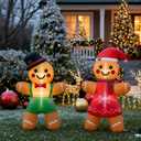 Soulchen 2 Pcs 4 ft Christmas Gingerbread Man Inflatable Decorations Blow up Gingerbread Man Couple with Built-in Led, Christmas Yard Decor for Xmas Party Indoor Outdoor Lawn Garden Inflatable Decor