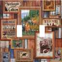 Rustic Lodge Bear Deer Double Toggle Light Switch Cover Decorative 2 Gang Wall Plate Electrical Switchplate Faceplate for Bathroom Kitchen Living Room Home Decor