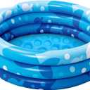 Sloosh Inflatable Kiddie Pool, 34"x10" Blow Up Kid Swimming Pool,3 Rings Blue Baby Pool for Toddler,Play Pit for Dog with Geometric Pattern for Summer Water Party Backyard Garden(Fish)