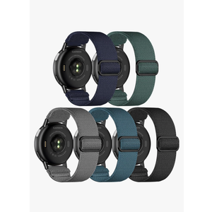 5 Pack Stretchy Nylon Watch Bands Compatible with Garmin Vivoactive 5/6/Forerunner 55/165,20mm Soft Elastic Fabric Adjustable Replacement Sport Straps for Garmin Venu Sq 2 Women Men