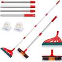Magic Broom, Multifunction Silicone, Household Broom for Cleaning Floors and Bathrooms, Pet Hair, Broom Brush Set Dark Blue Dog (Red)