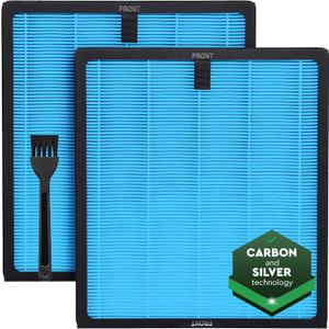 VIRELLIX 2 Pack HY4866 True HEPA Replacement Filter Compatible with MORENTO, WESTHEY HY4866, YIOU M1 - Air Purifier Filters, 4 Stage Filtration, 2in1 Carbon & Silver Technology - Blue