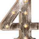 Glintee Brushed Silver Gray LED Number Lights Light Up Number Sign for Night Light Wedding/Birthday Party Battery Powered Christmas Lamp Home Bar Decoration -4