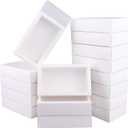 26 PCS Rectangle Drawer Kraft Boxes Small Cardboard Present Packaging Boxes for Party Favor Treats, Candy and Jewelry Crafts, 6.5 x 3.7 x 1.6 inch (Clear,White)