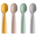 Vicloon Silicone Baby Feeding Spoons - 4 PCS First Stage for Infants, Ultra-Durable & Chewproof, Dishwasher Safe Baby Utensils (Gray Green Pink)