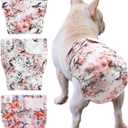 CuteBone Washable Dog Diapers Female No Tail Hole 3 Pack Reusable Doggie Period Training Pants for Docked-Tail Frenchie French Bulldog Boston Terrier Without Tail WWD30L