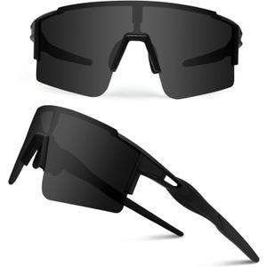 Ukoly Cycling Sunglasses for Men Women with 3 Interchangeable Lenses, Polarized Sports Sunglasses, Baseball Sunglasses (Grey-1 Lens)