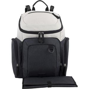 BODHI Baby Tech Top Loader Diaper Bag Backpack with removable changing pad, Unisex, for Moms and Dads - Oatmeal/Black Combo Chambray