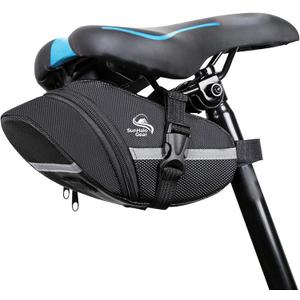 Bike Seat Bag - Bicycle Saddle Bag Under Seat Cycling Accessories Storage Pouch Wedge Pack for Mountain & Road Bike - Black