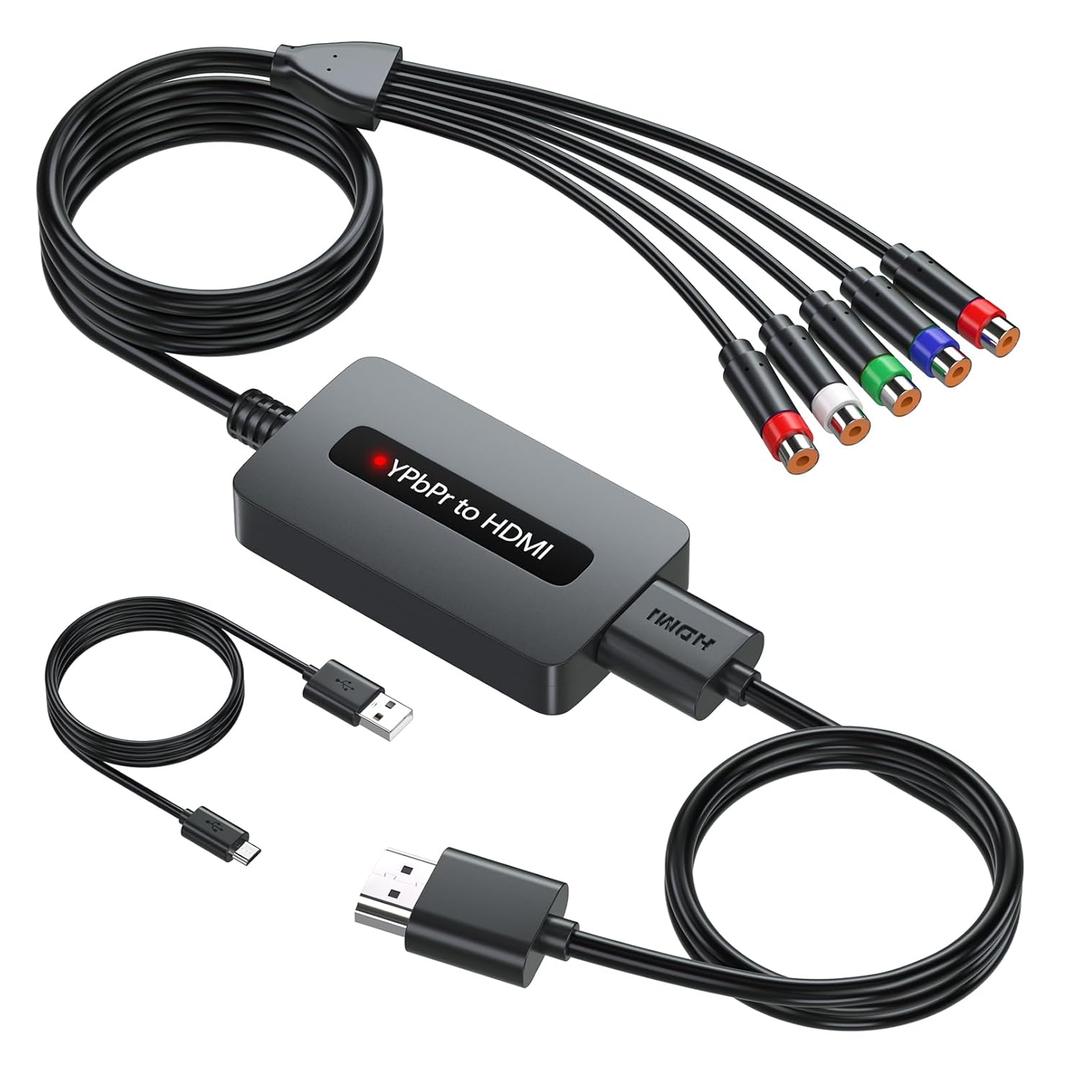 Component to HDMI Converter, 1080P YPbPr to HDMI Converter with Female YPbPr Connector - for Connecting Retro Gaming and Legacy Devices with Male Component Output to HDTVs
