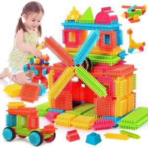 Teytoy 100 Pcs Bristle Shape Building Blocks Toy Set for toddlers Kids