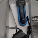 Braun Electric Series 3 Razor with Precision Trimmer, Rechargeable, Wet & Dry Foil Shaver for Men, Blue/Black, 4 Piece