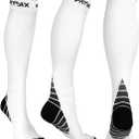 Physix Gear Compression Socks 20-30 mmHg - Men & Women - Running, Nurses, Shin Splints, Flight, Travel (S/M, White)