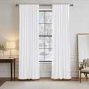 PONY DANCE 50% Light Filtering Curtains 84 inch Long, Back Tab & Rod Pocket Nursery Room Darkening Curtains for Bedroom and Living Room Decoration, 52 Inches Wide, 2 Panels Set, Pure White