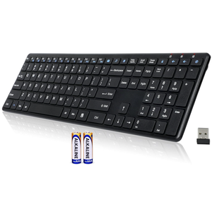 Wireless Keyboard2.4G USB Ultra Slim Quiet Full Size Matte PC Computer Keyboard,19 Multimedia Keys,Number Pad,Plug&Play,LagFree Ergo,Long Battery Life for Desktop,Laptop,Smart TV,MAC,Windows,QWERTY