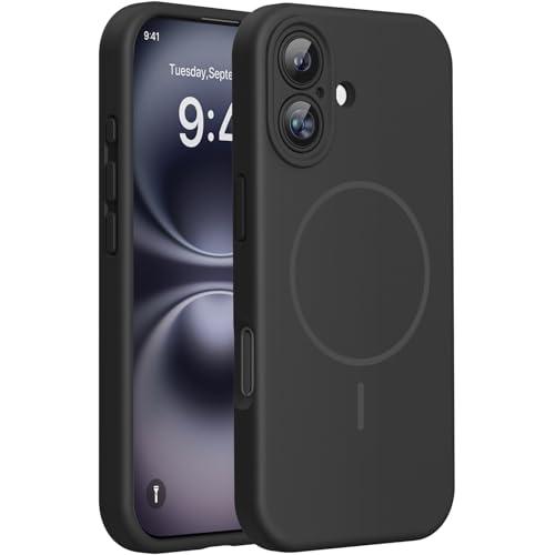 Miracase Compatible with iPhone 16 Case, [Soft Anti-Scratch Microfiber Lining], Compatible with MagSafe, Liquid Silicone Case Shockproof Drop Protection Phone Case for 16,Black