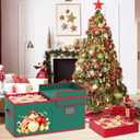 Christmas Ornament Storage Box 96 Bits - 3 Inch Adjustable Dividers Christmas Storage Containers with Lids Ornament Organizer Side Open Christmas Decoration Storage with Removable Drawer Trays (Green)