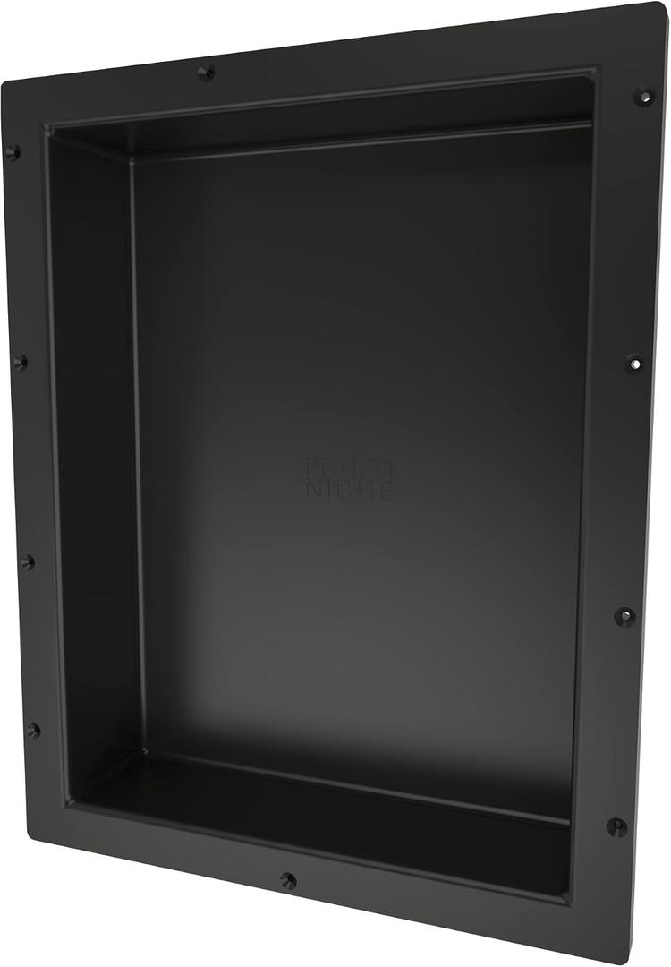 Tile Redi USA RN1620S-BI Redi Niche Single Recessed Shower Shelf, One Inner Shelf, 20" H x 16" W, Black