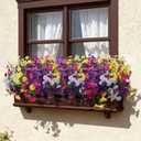 Ivydale 24 Bundles Artificial Flowers for Outdoors Faux Plants Summer Outdoor Decoration Silk Morning Glory Realistic UV Resistant Fake Bulk Petunias for Outside Porch Patio Window Garden Yard Home
