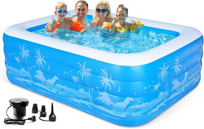 Inflatable Swimming Pool, 79 x 58 x27 inch Full-Sized Inflatable Pools with Seats, Extra Large Blow Up Durable Thickened Pools for Outdoor, Garden, Backyard.