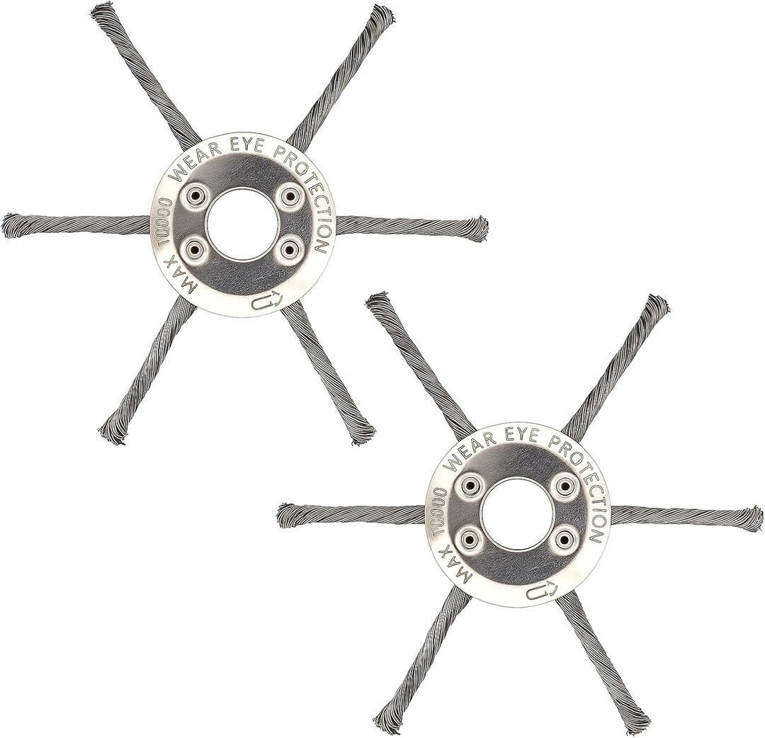 GreenYellow 8" Steel Wire Brush Cutter Head  Universal 6-Blade Weed Trimmer Blade for String Trimmers & Lawn Mowers  Replacement Blade Attachment Rust, Grass & Moss Removal (1inch-General)