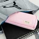 allydrew Large Capacity Pencil Case, 3 Compartment Pencil Pouch for Stationery Pens, Pink