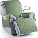 TAOCOCO Waterproof Recliner Chair Cover, Non Slip Oversized Recliner Covers for Recliner Chair with Pocket, Reclining Chair Cover Furniture Protector for Kids, Dogs(28'', Bean Green)